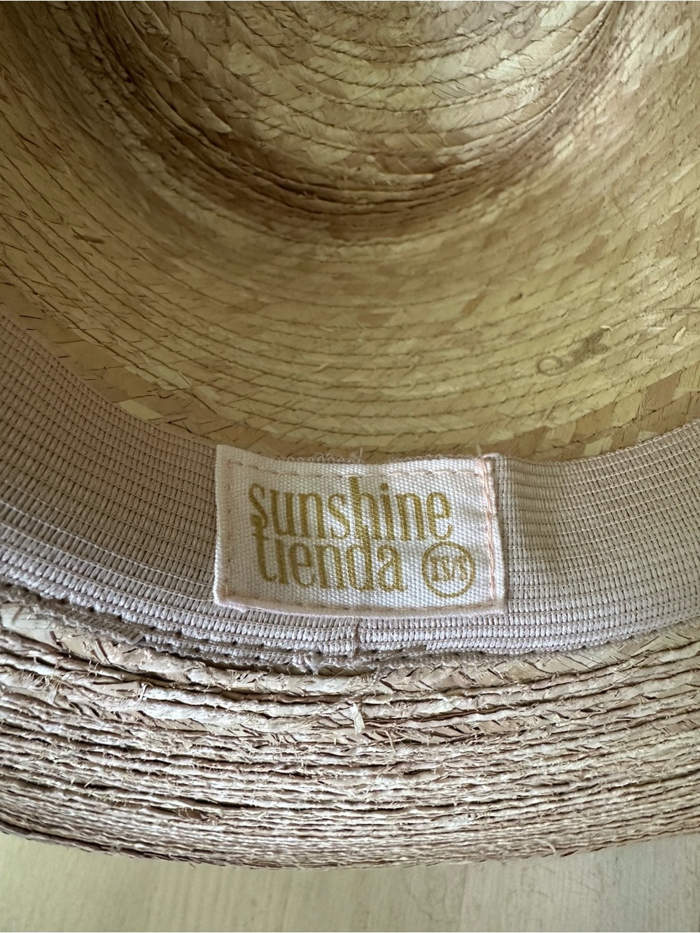 Natural Straw Sun Hat with Blue Stripe Band - Picture 2 of 3